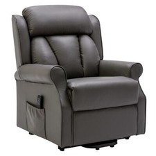 The Darwin - Dual Motor Riser Recliner Mobility Arm Chair Grey Genuine Leather
