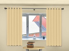Short Blackout Curtains 46 x 54 Eyelet Ring Top Ready Made Pair Panels 2Tiebacks