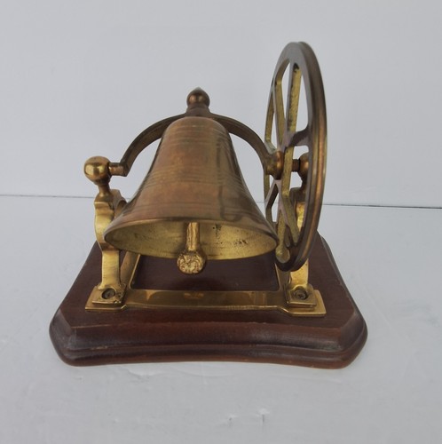 Vtg brass desktop ship bell - vtg,