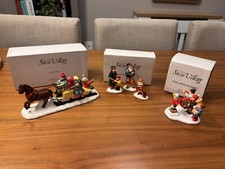 Christmas Original Snow Village-Hayride, Children In Band And Caroling Family