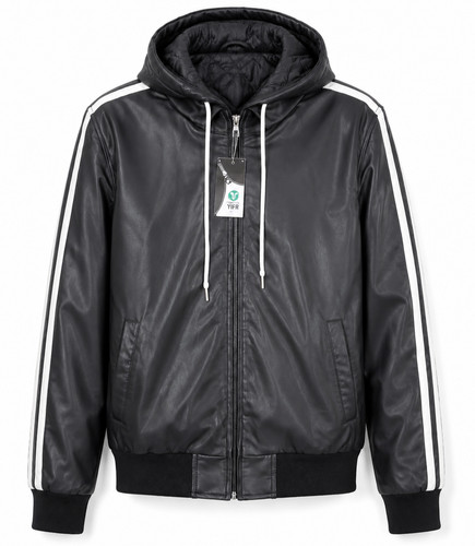 Men black leather jacket - men’s,