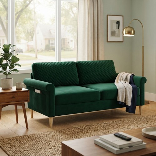 Stylish green velvet seat - stylish,