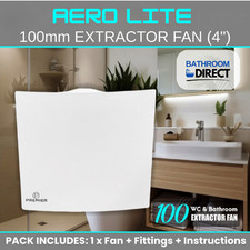 Aero Light Bathroom Extractor Fan 100mm 4" Wall Vent – IPX2 Timer or Standard