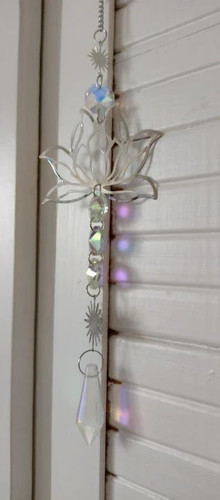 Silver tone lotus flower - flower, sun