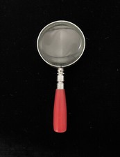 Vintage 1950’s Japan Small Chrome Magnifying Glass with Red Plastic Handle
