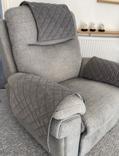 Chair Arm Back Cover Antimacassar Sofa Armchair 1 x QUILTED DK GREY
