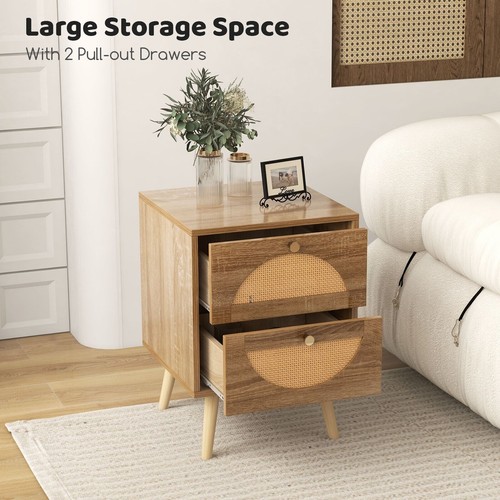 Costway 2pcs rattan - 2pcs, nightstand