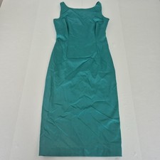 COAST Dress 12 Turquoise Sleeveless Midi Round Neck Satin