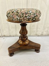 Ornate Victorian Walnut Piano Stool Antique