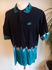 Rare Nike Challenge Court Tennis Shirt vintage retro classic polo tshirt black