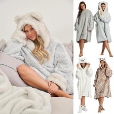Oversized Snuggle Hoodie Long Blanket Hooded Jumper with 3D Animal Ears