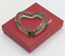 Boxed Baccarat France Crystal Green Glass Open Heart Napkin Ring