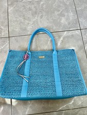 Glamorous River Island Large Raffia Fabric Tote Beach Holiday Bag Blue Color new