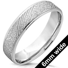 6mm Sparkly Sandblasted Stainless Steel Ring * Unisex * Wedding Band, Thumb Ring