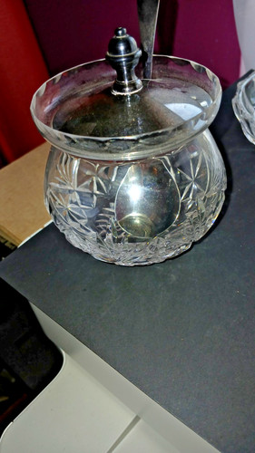 Vintage crystal sugar bowl - vintage,