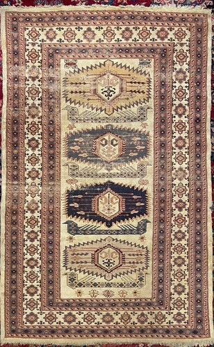 Hand knotted wool rug with - rug,