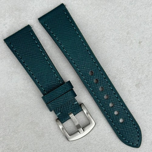 Dark teal saffiano leather - teal,