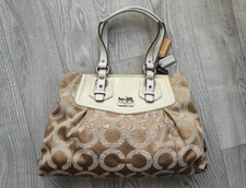 Coach Madison Carryall Op Art Beige Canvas Light Yellow Leather Shoulder Bag