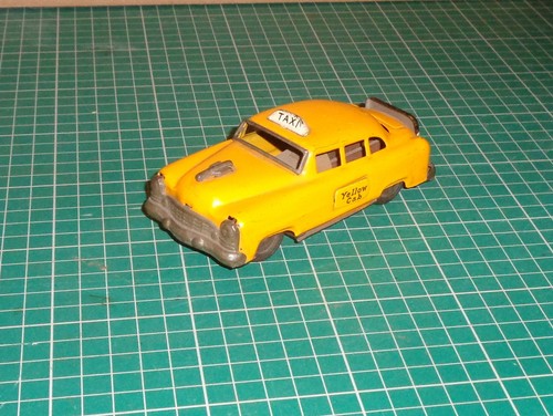 Vintage tin plate yellow taxi - tin,