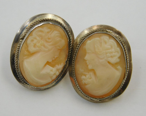 Vintage carved shell lady - carved,