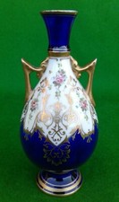 4" COALPORT TWIN  HANDLED VASE - PINK ROSES PATTERN.