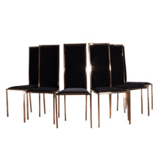 Black and Gold Velvet Kesterport Dining Chair, Set of Six