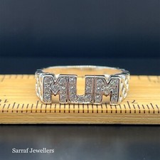 Sterling Silver Solid MUM Ring SIDE Lab Created Brand New 925 Stamp