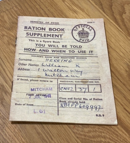 1941 ration book supplement - ration,