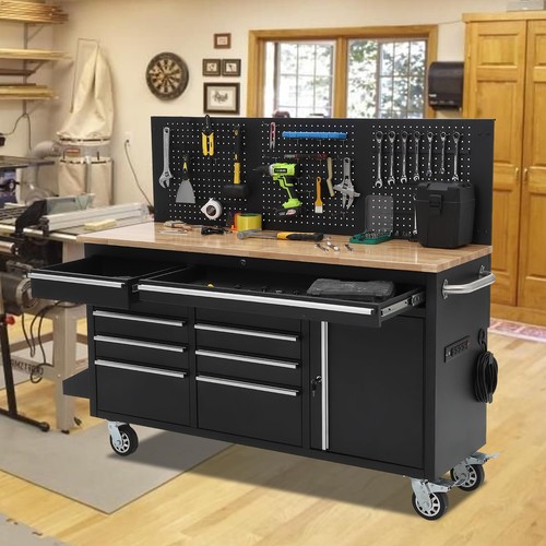 Solid rubber wood top - top, rolling