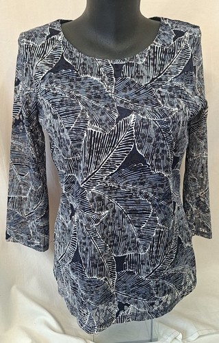 Ladies viyella navy palm - ladies, print