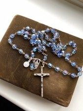 Vintage Italian Rosary beads With Cross Beads AB Glass