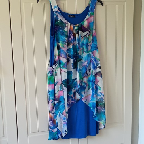 Wallis blue floral - blue, sleeveless