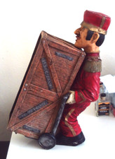 Vintage Wine Holder 4 Bottle Porter Resin Bottle Storage Novelty Ornament 21"