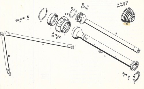 Unimog 404 rear axle propeller - rear,