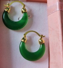 Gold Hoop Earrings Creole Jade