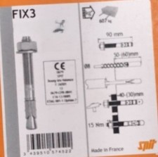 SPIT FIX 3 segment anchor zinc-plated (incl. nut and washer pre-mounted)