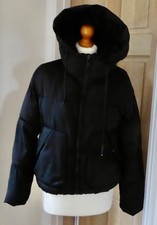 PULL & BEAR LADIES/GIRLS BLACK HOODED PUFFER JACKET XS 8UK GOOD CONDITION
