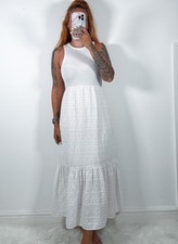 Ladies Desigual White Sleeveless Long Summer Maxi Dress Size Medium, 10-12