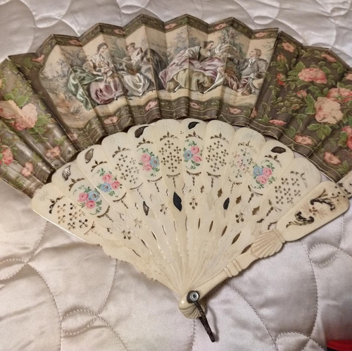1800s antique victorian fan - 1800s,