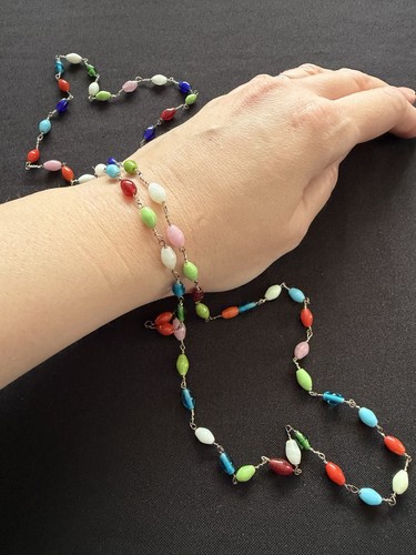 Vintage rainbow glass bead - vintage,