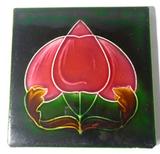 Antique Edwardian T & R Boote Art Nouveau 6" Tile #2