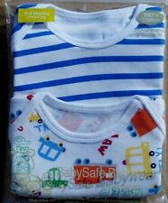 Baby Boy Boys Car Transport Stripe 2 Pack  Vests Bodysuit Age 0 3 6 9 12 18 Mths