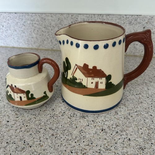 Pair cottage pottery jugs - pottery,