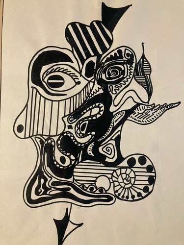 Beautiful ink drawing - ink, cubist
