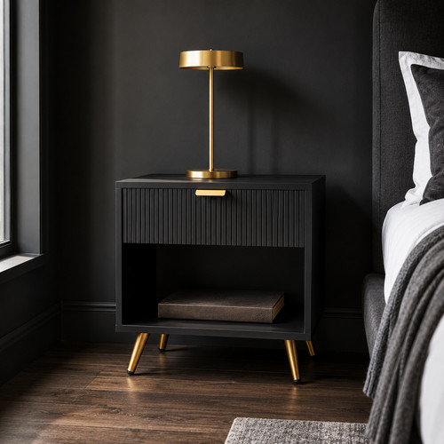 Black gold bedside - black, table