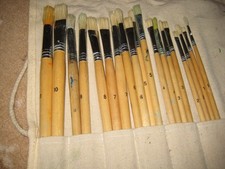 Art Paint brushes in canvas roll. Assorted numbers and sizes. 
