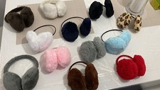 Ear Muff Unisex Rabbit Fur Fluffy Foldable Winter Warmer ALL COLOURS
