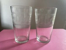 Vintage Etched Greek-style Tumbler Glasses Set of 2