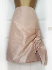 KELLY EWING Metallic Nude Pencil Skirt with Bow Decoration, size 14 - BNWT