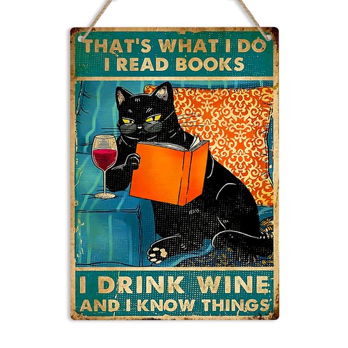 Book cat wine lover vintage - cat,